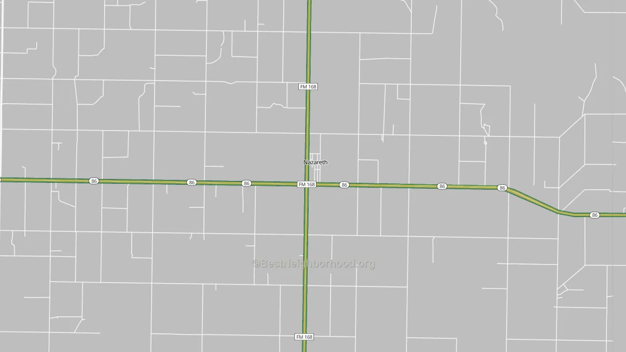 Nazareth, TX Map of Noise Levels in Nazareth