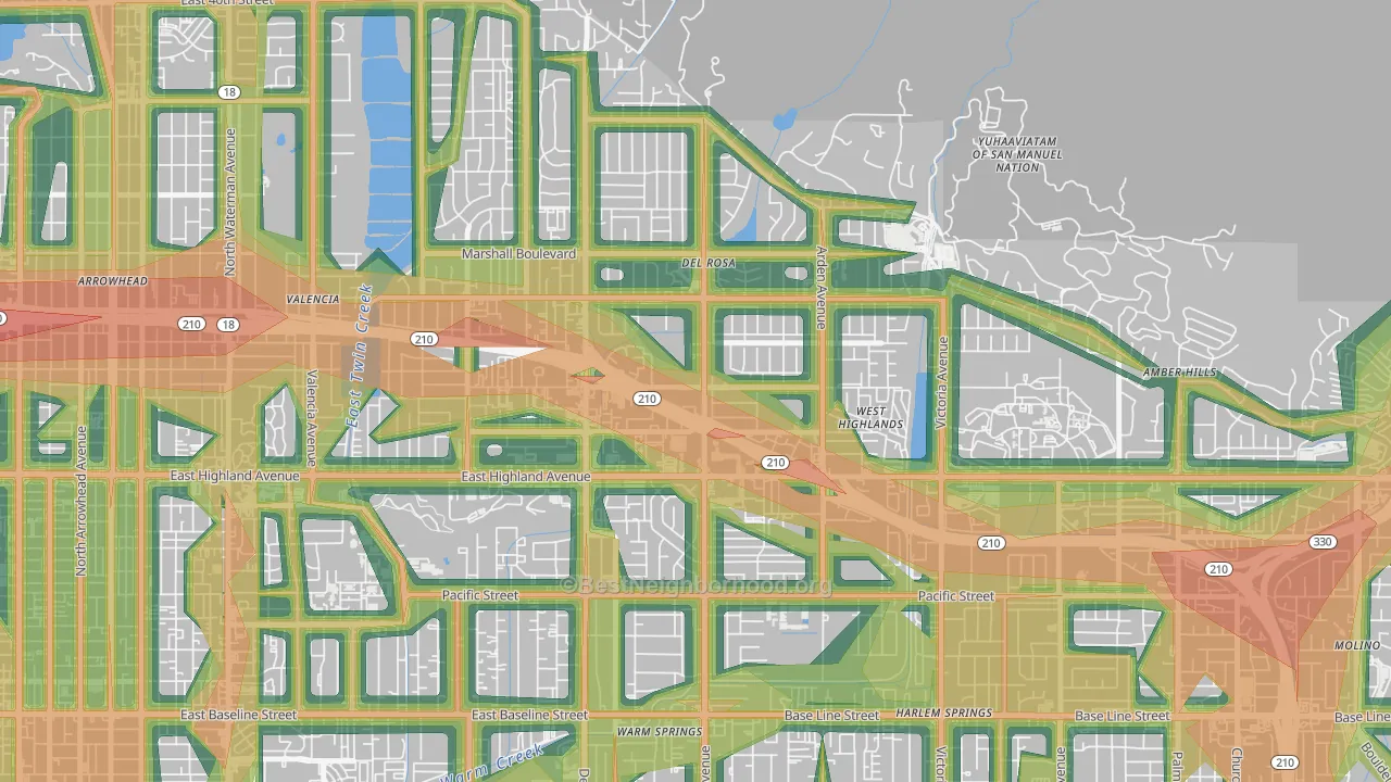 NE-Sterling, San Bernardino, CA Map of Noise Levels in NE-Sterling