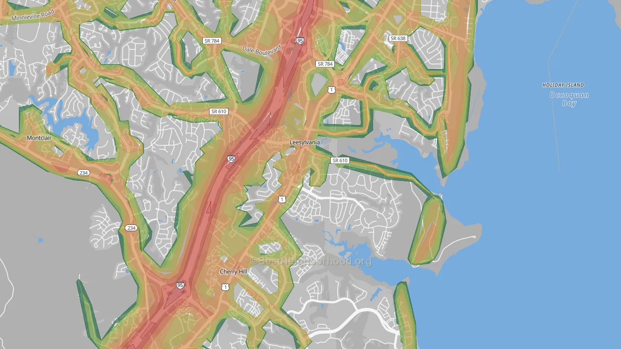 Neabsco, VA Map of Noise Levels in Neabsco