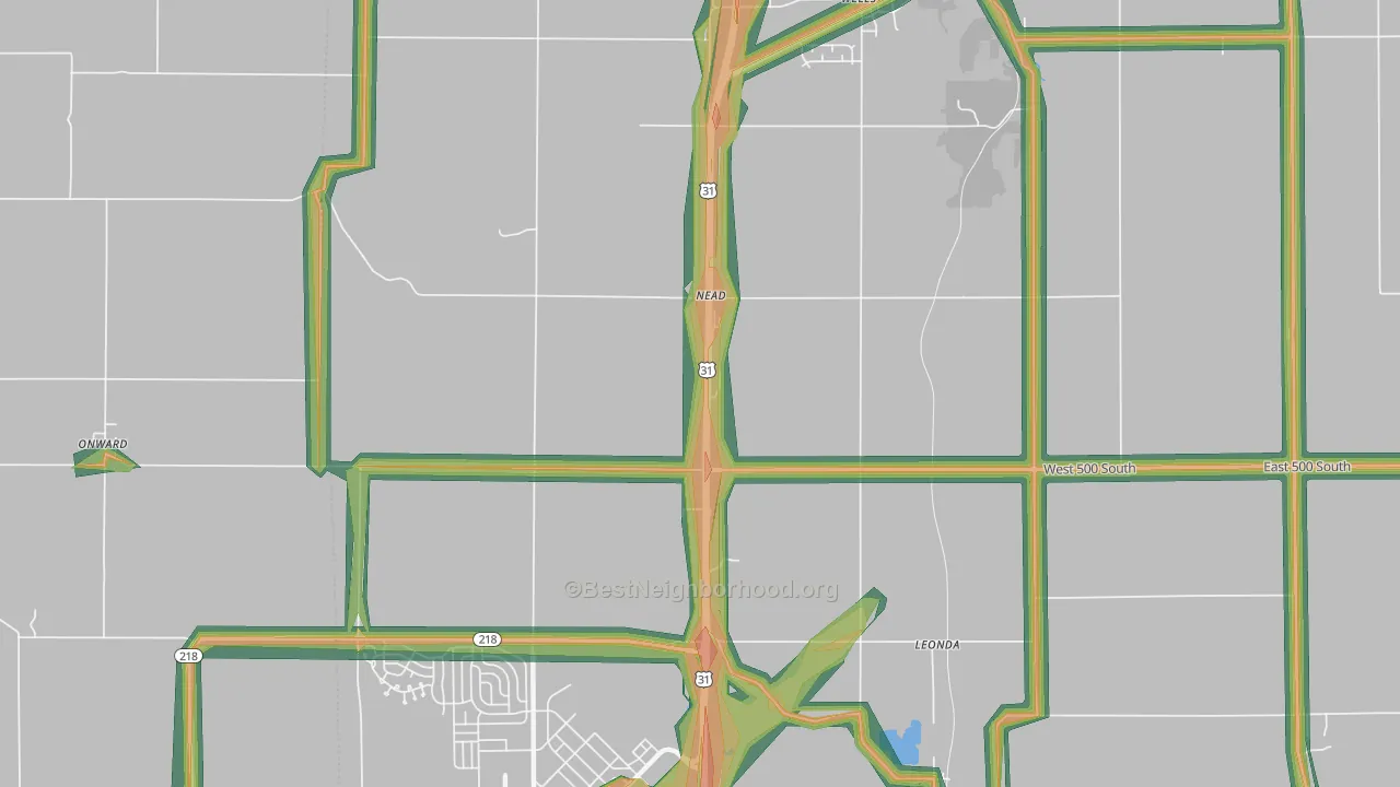 Nead, IN Map of Noise Levels in Nead