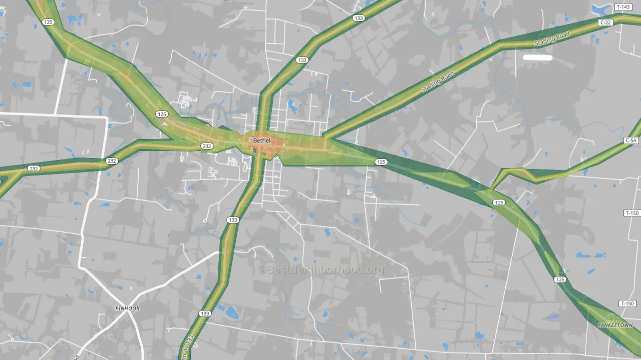 Neals Corner, OH Map of Noise Levels in Neals Corner