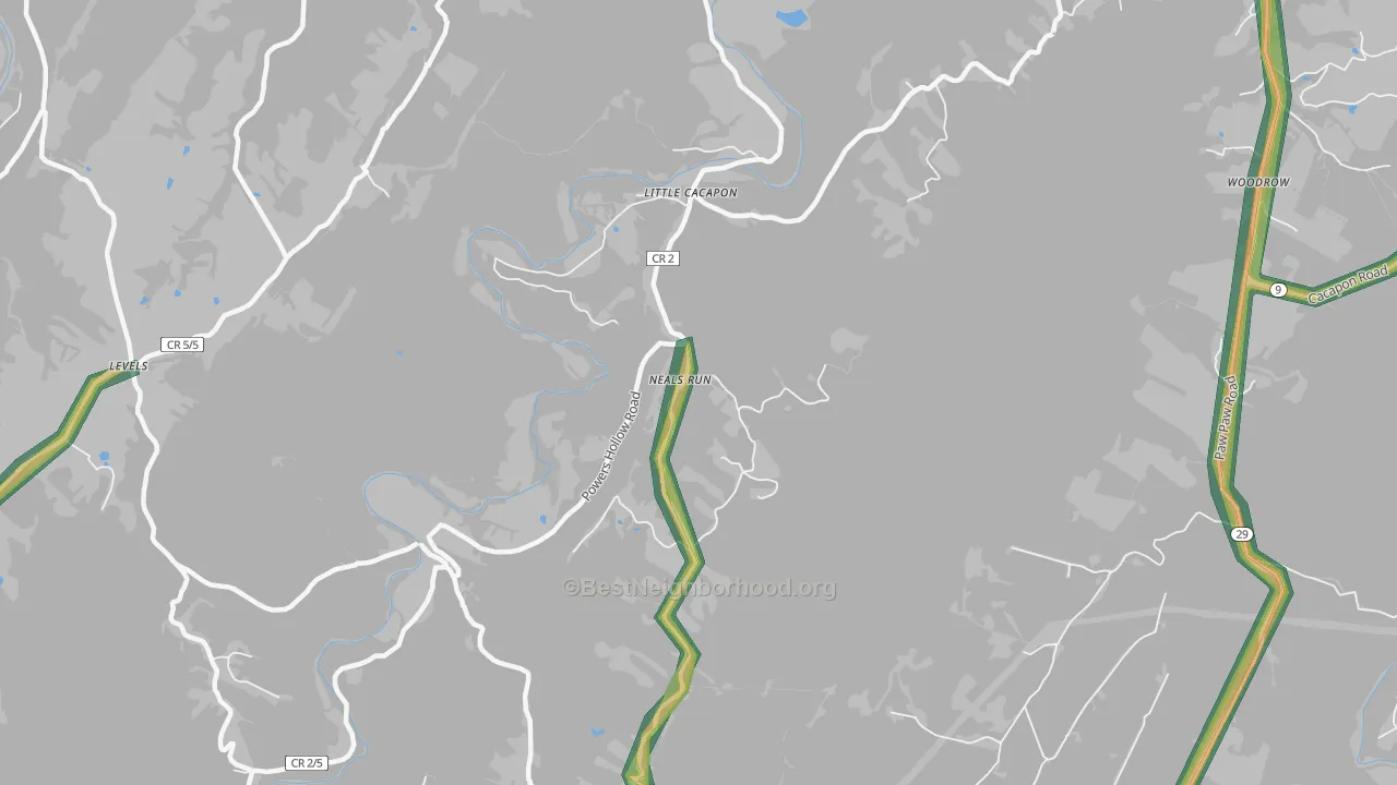 Neals Run, WV Map of Noise Levels in Neals Run