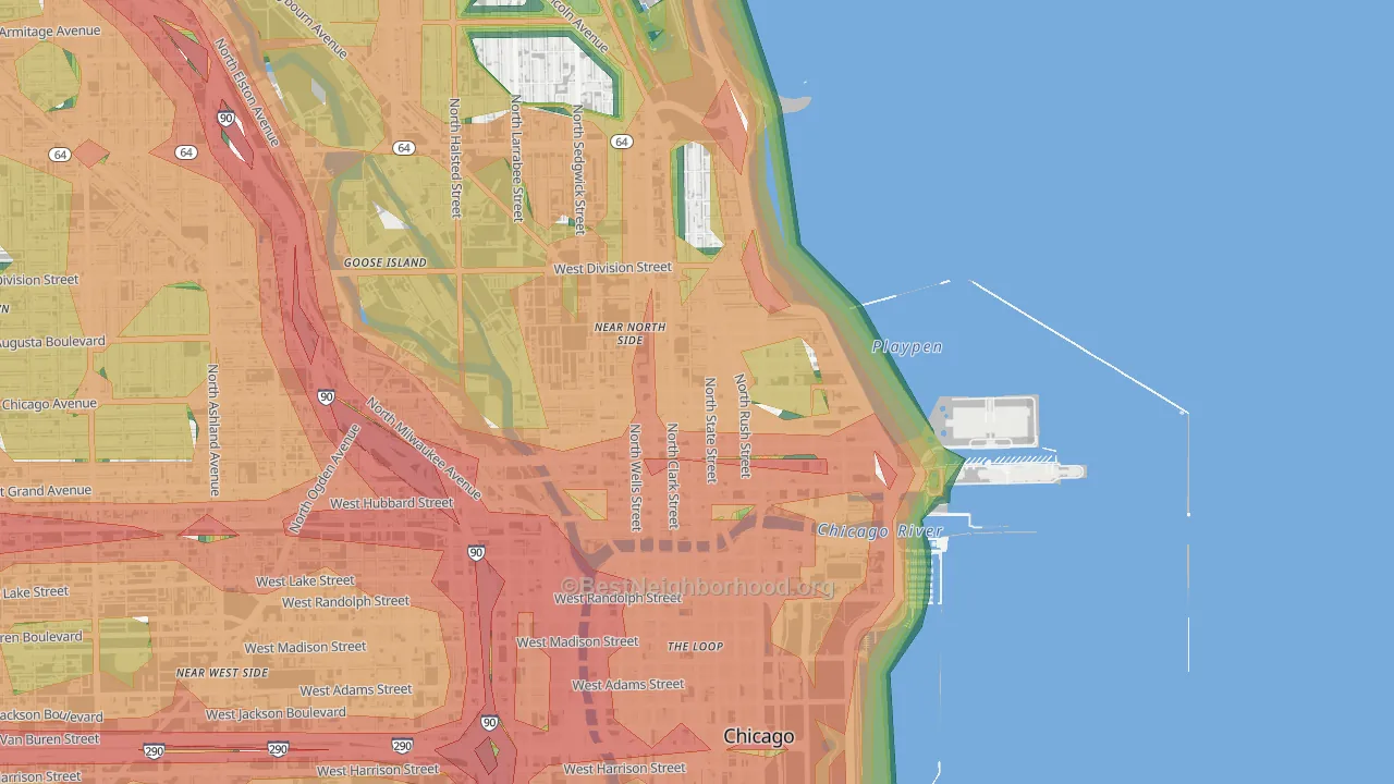 Near North Side, Chicago, IL Map of Noise Levels in Near North Side