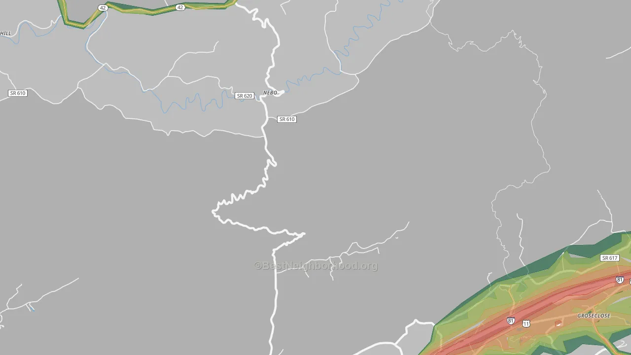 Nebo, VA Map of Noise Levels in Nebo