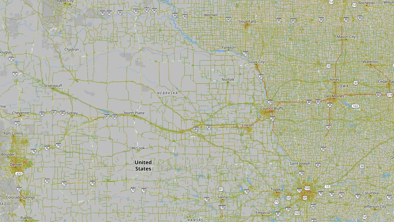 Nebraska Map of Noise Levels in Nebraska