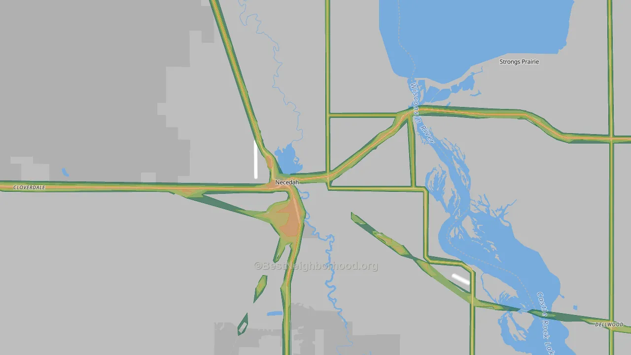 Necedah, WI Map of Noise Levels in Necedah