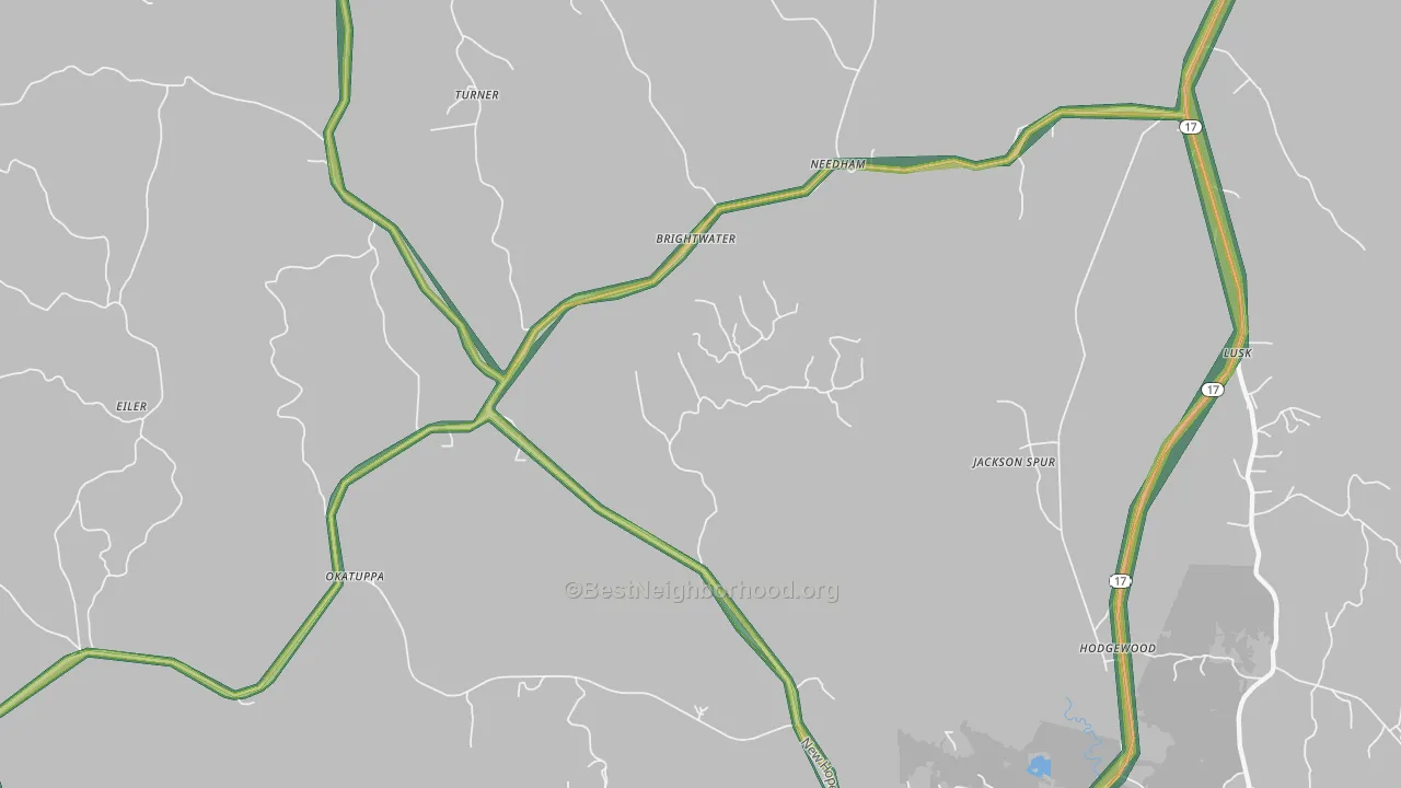 Needham, AL Map of Noise Levels in Needham