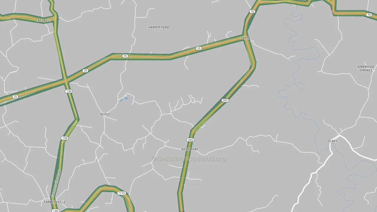 Needmore, KY Map of Noise Levels in Needmore