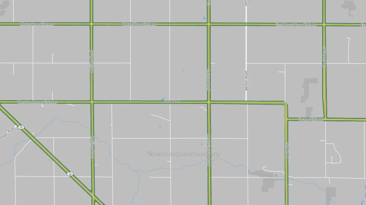 Needmore, MI Map of Noise Levels in Needmore
