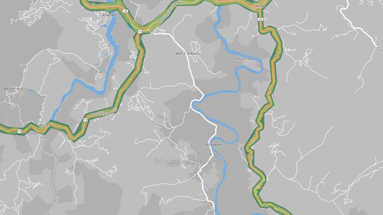 Needmore, NC Map of Noise Levels in Needmore