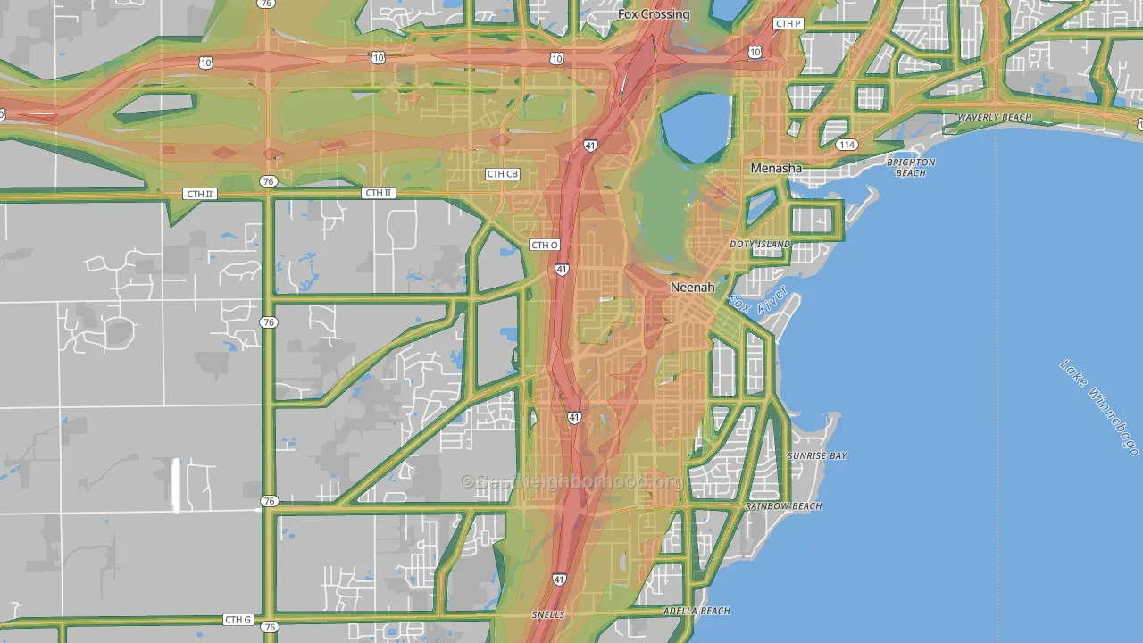 Neenah, WI Map of Noise Levels in Neenah
