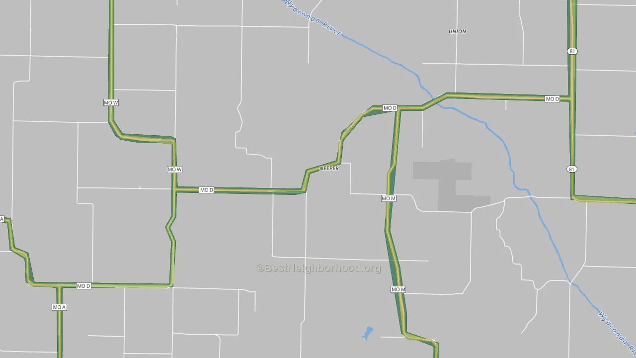 Neeper, MO Map of Noise Levels in Neeper