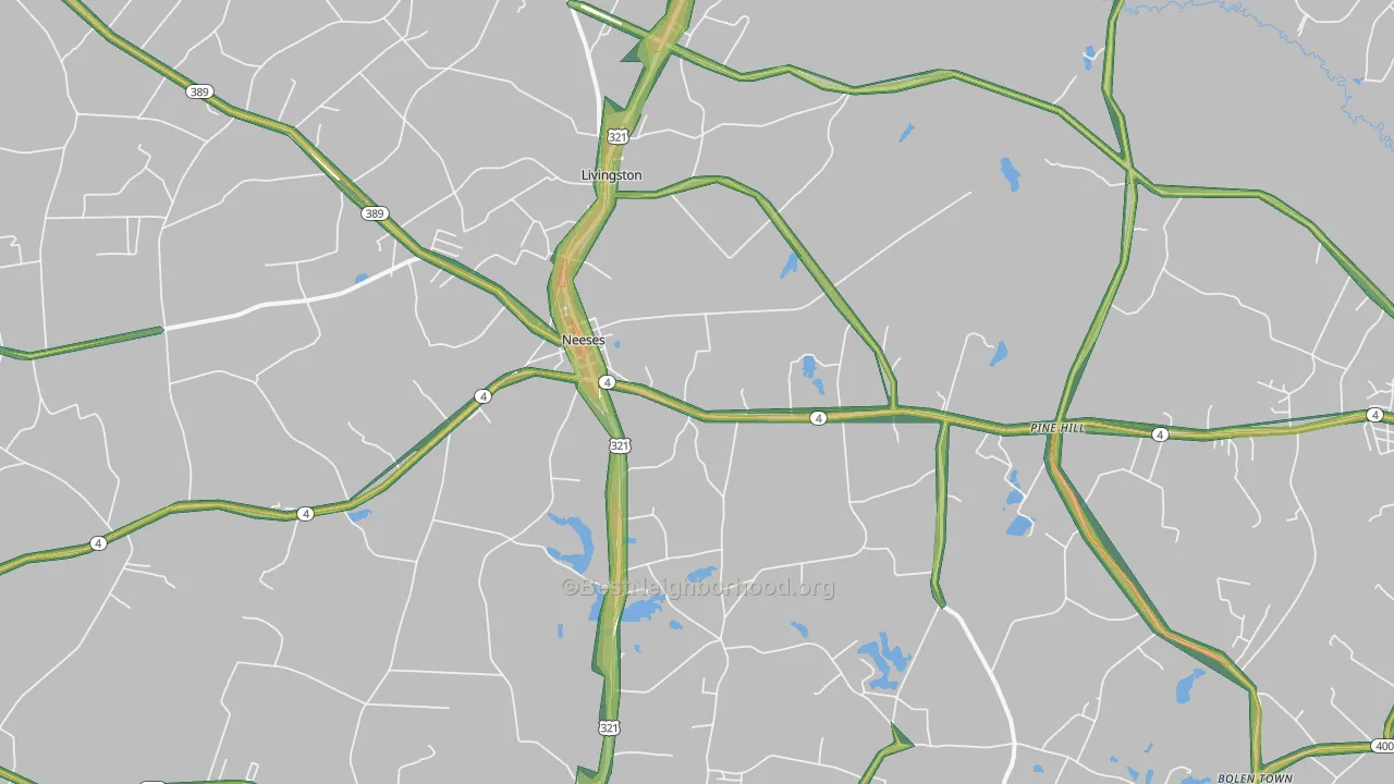 Neeses, SC Map of Noise Levels in Neeses