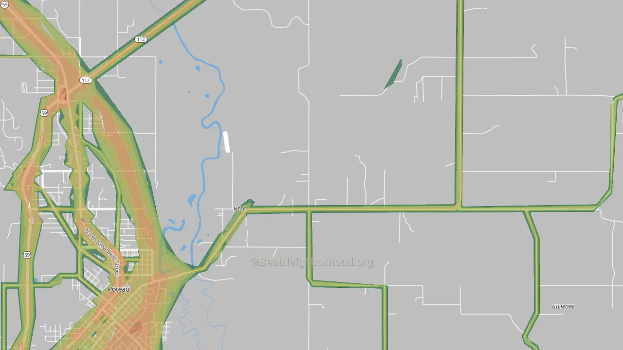 Neff, OK Map of Noise Levels in Neff