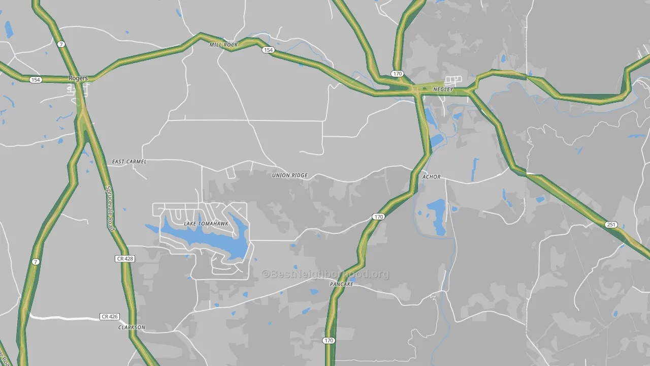 Negley, OH Map of Noise Levels in Negley