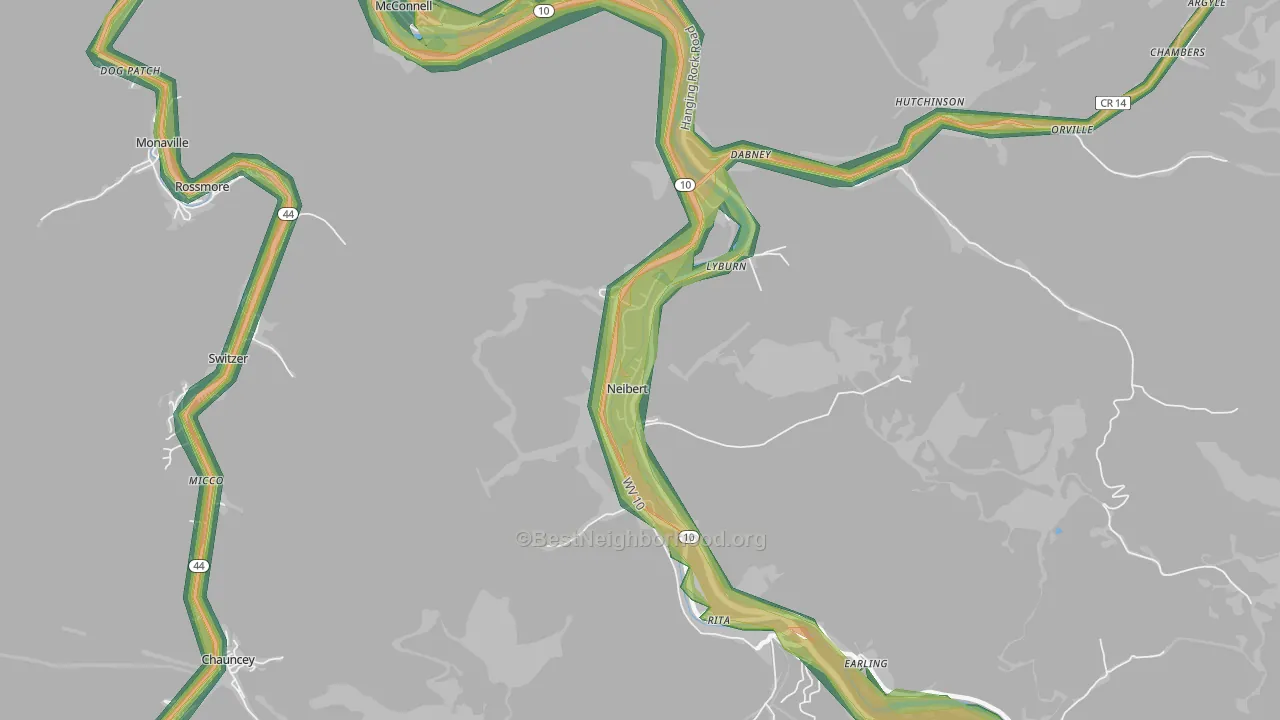 Neibert, WV Map of Noise Levels in Neibert