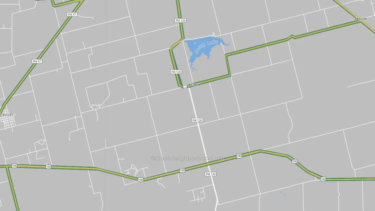 Neinda, TX Map of Noise Levels in Neinda
