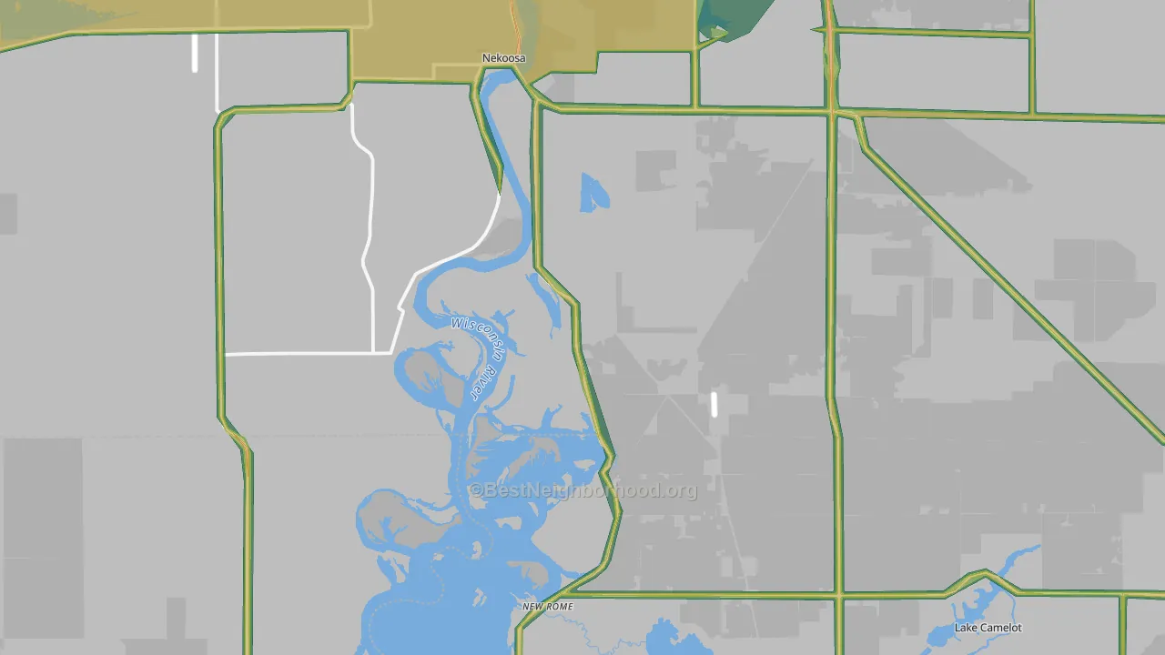 Nekoosa, WI Map of Noise Levels in Nekoosa
