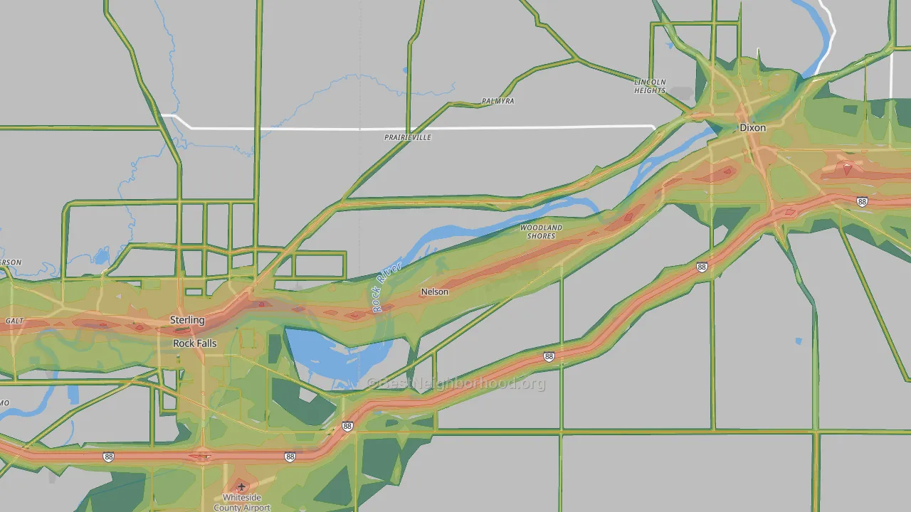 Nelson, IL Map of Noise Levels in Nelson