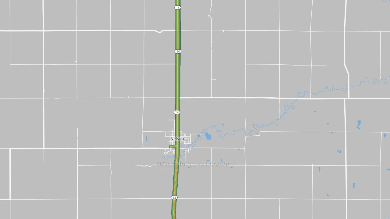 Nelson, NE Map of Noise Levels in Nelson