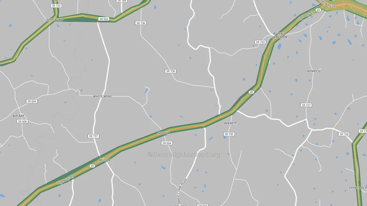 Nelson, VA Map of Noise Levels in Nelson