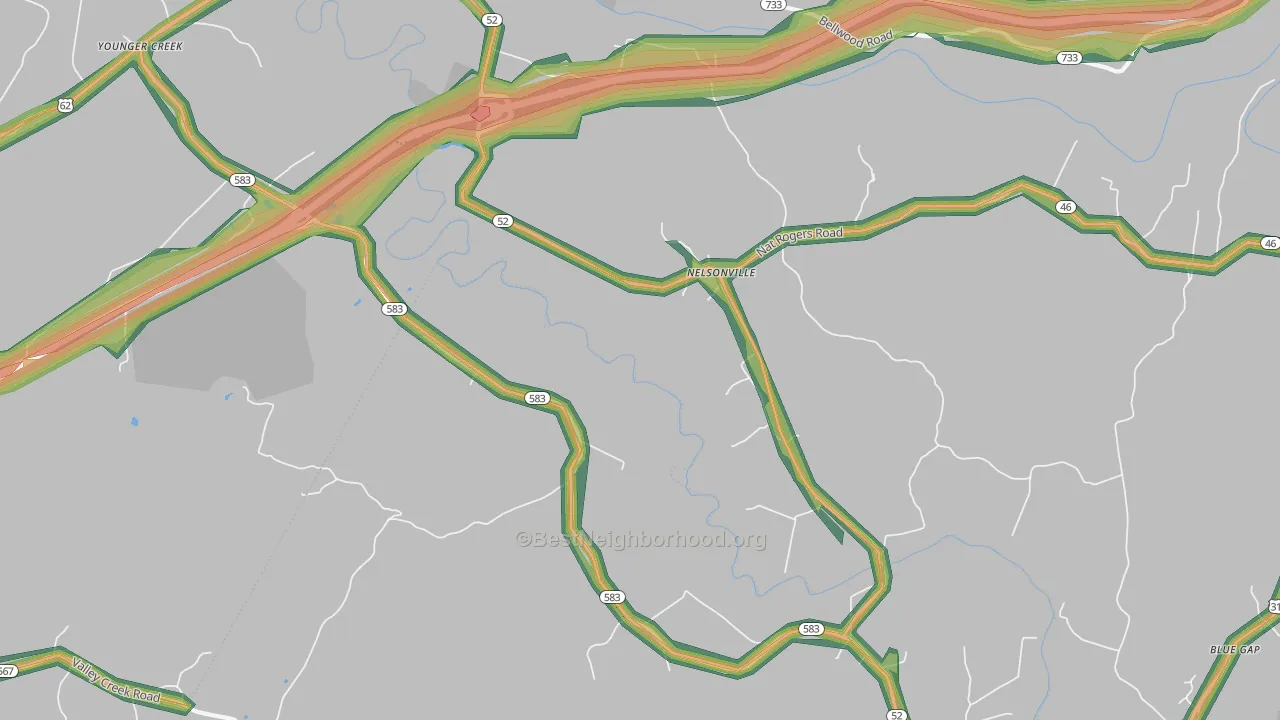 Nelsonville, KY Map of Noise Levels in Nelsonville