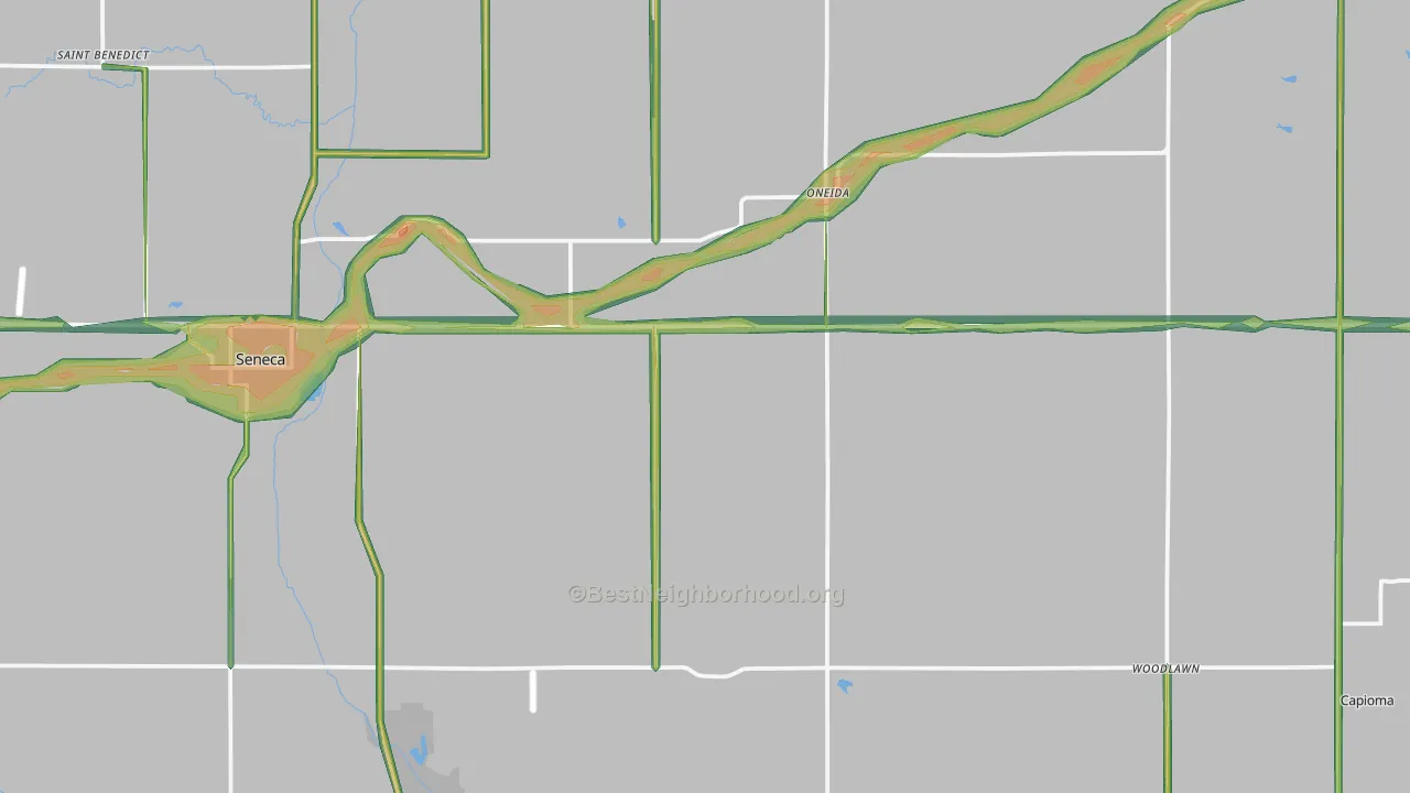 Nemaha County, KS Map of Noise Levels in Nemaha County