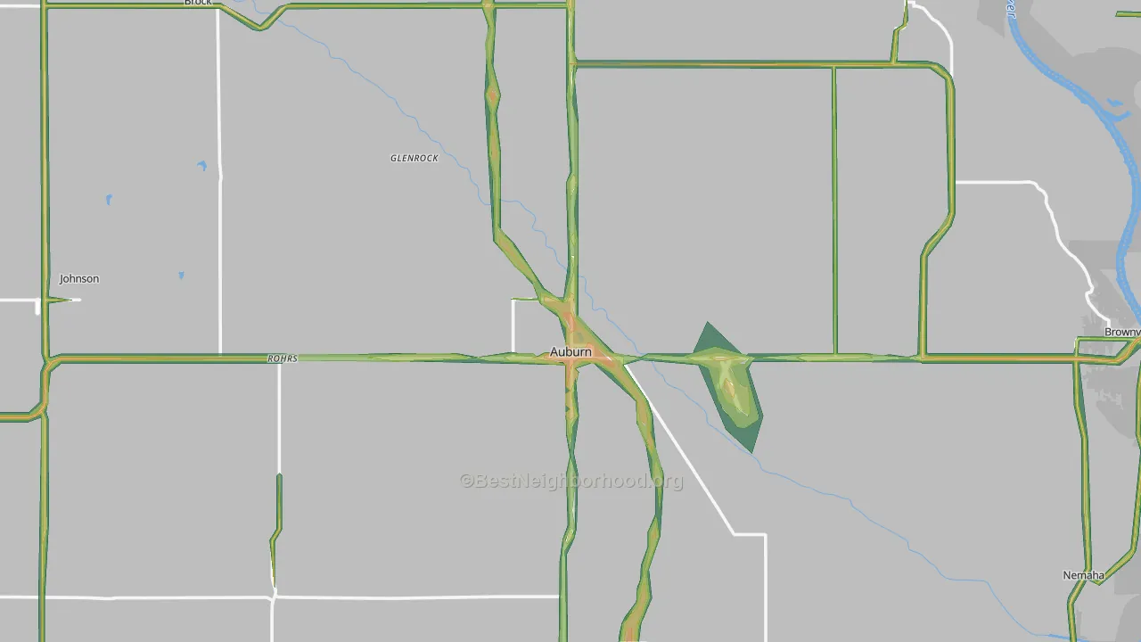 Nemaha County, NE Map of Noise Levels in Nemaha County