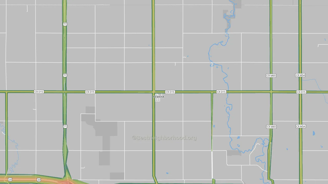 Nemaha, IA Map of Noise Levels in Nemaha