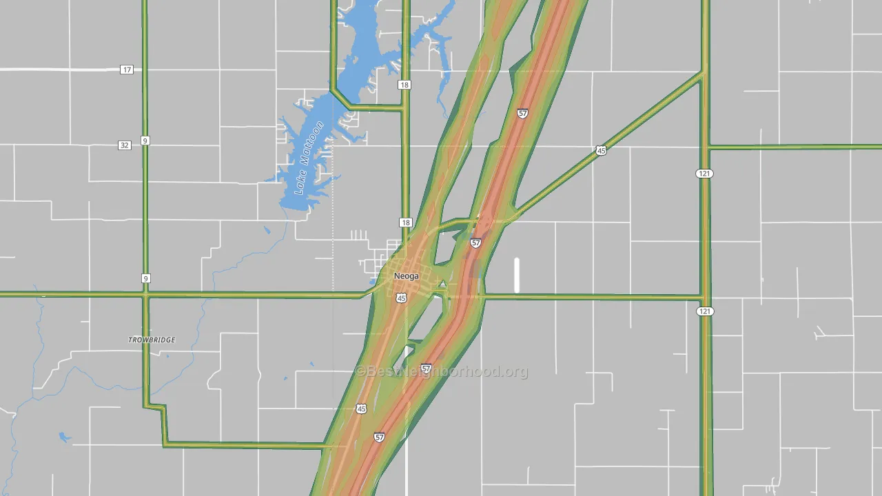 Neoga, IL Map of Noise Levels in Neoga