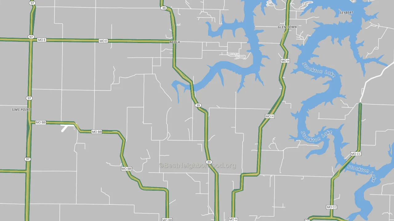 Neola, MO Map of Noise Levels in Neola