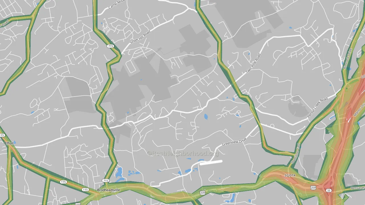 Neola, PA Map of Noise Levels in Neola