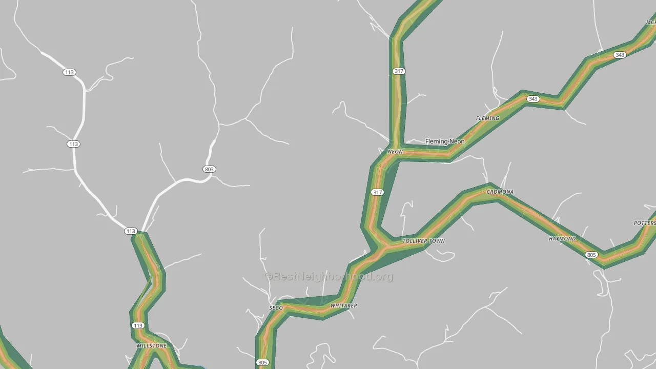 Neon, KY Map of Noise Levels in Neon