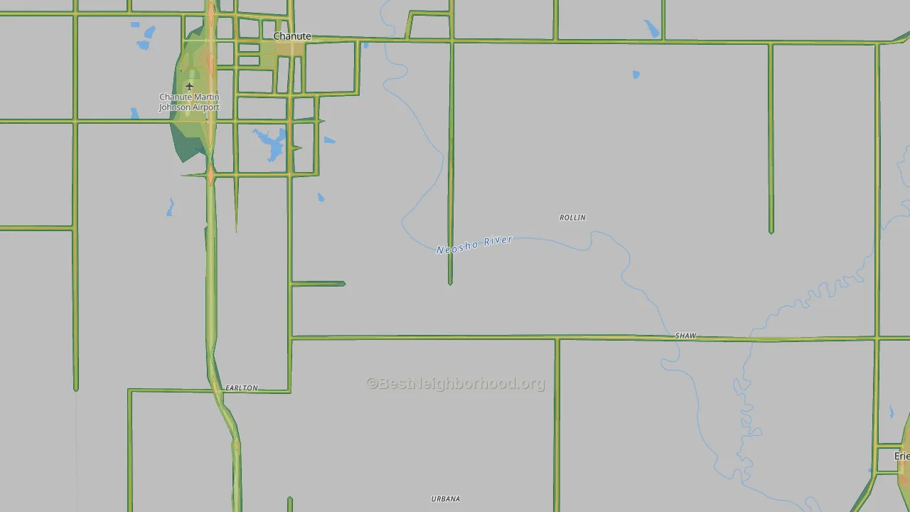 Neosho County, KS Map of Noise Levels in Neosho County