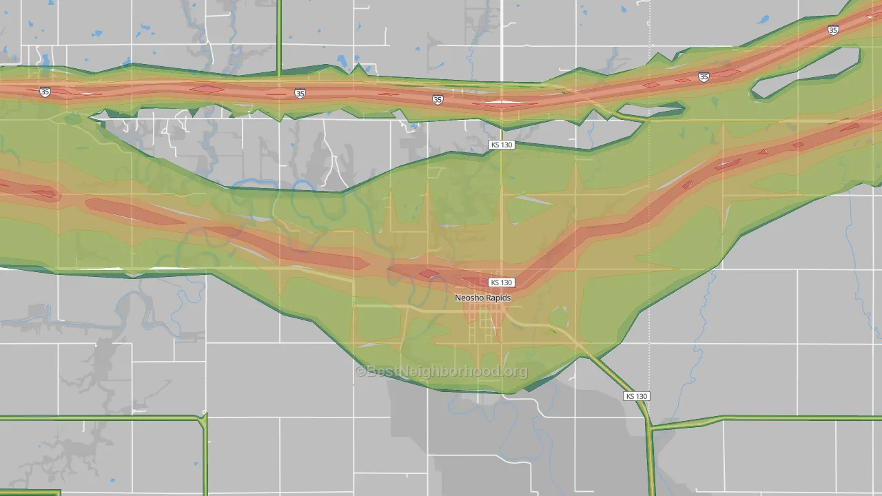 Neosho Rapids, KS Map of Noise Levels in Neosho Rapids