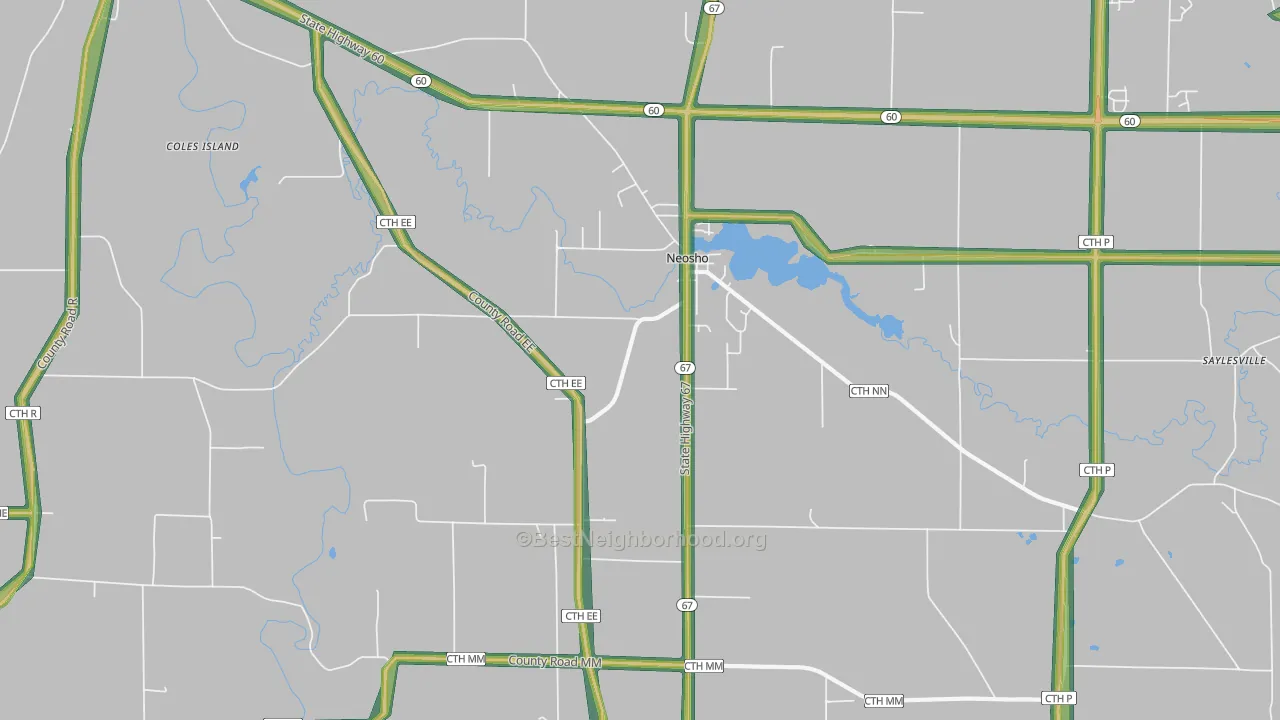 Neosho, WI Map of Noise Levels in Neosho