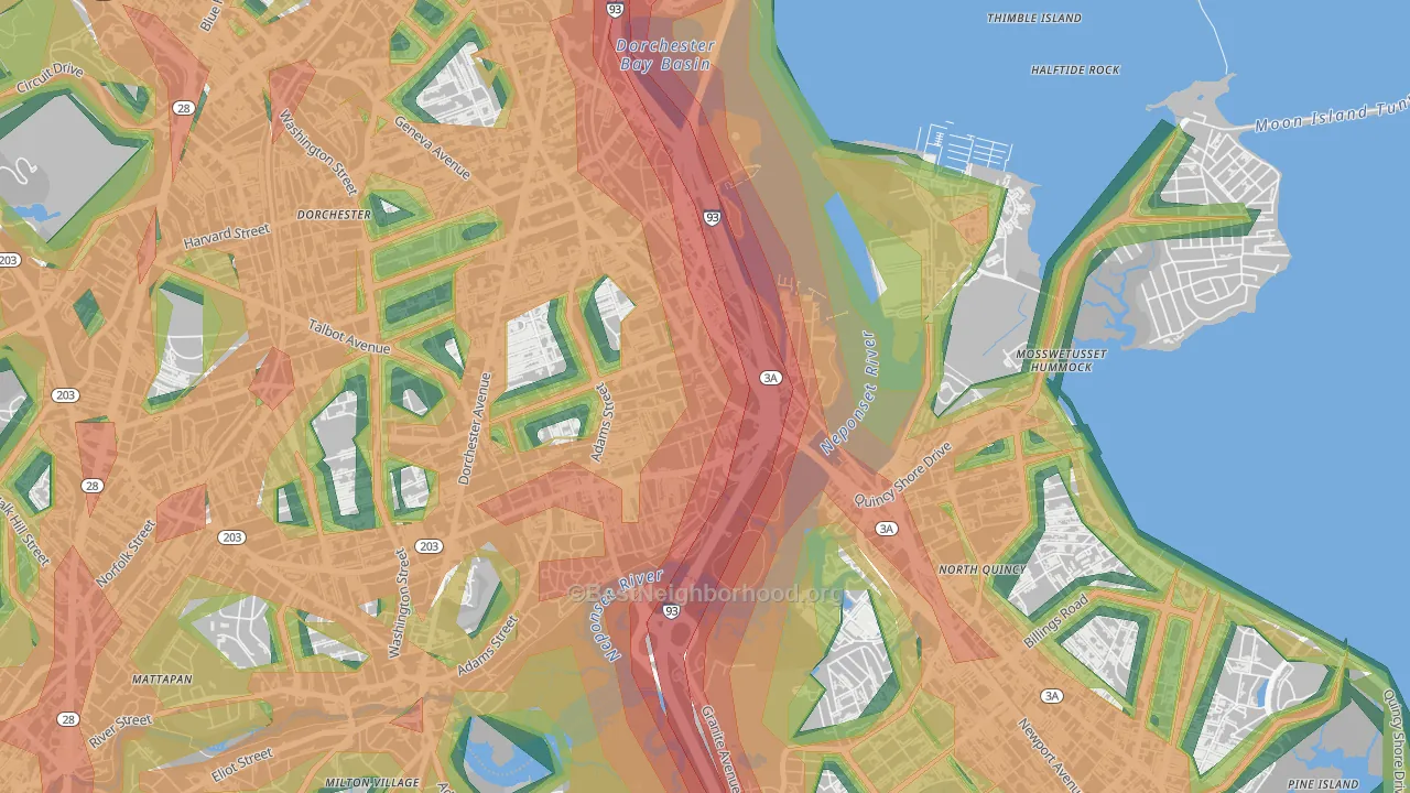 Neponset, Boston, MA Map of Noise Levels in Neponset
