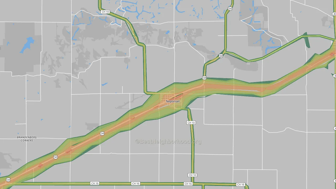 Neponset, IL Map of Noise Levels in Neponset