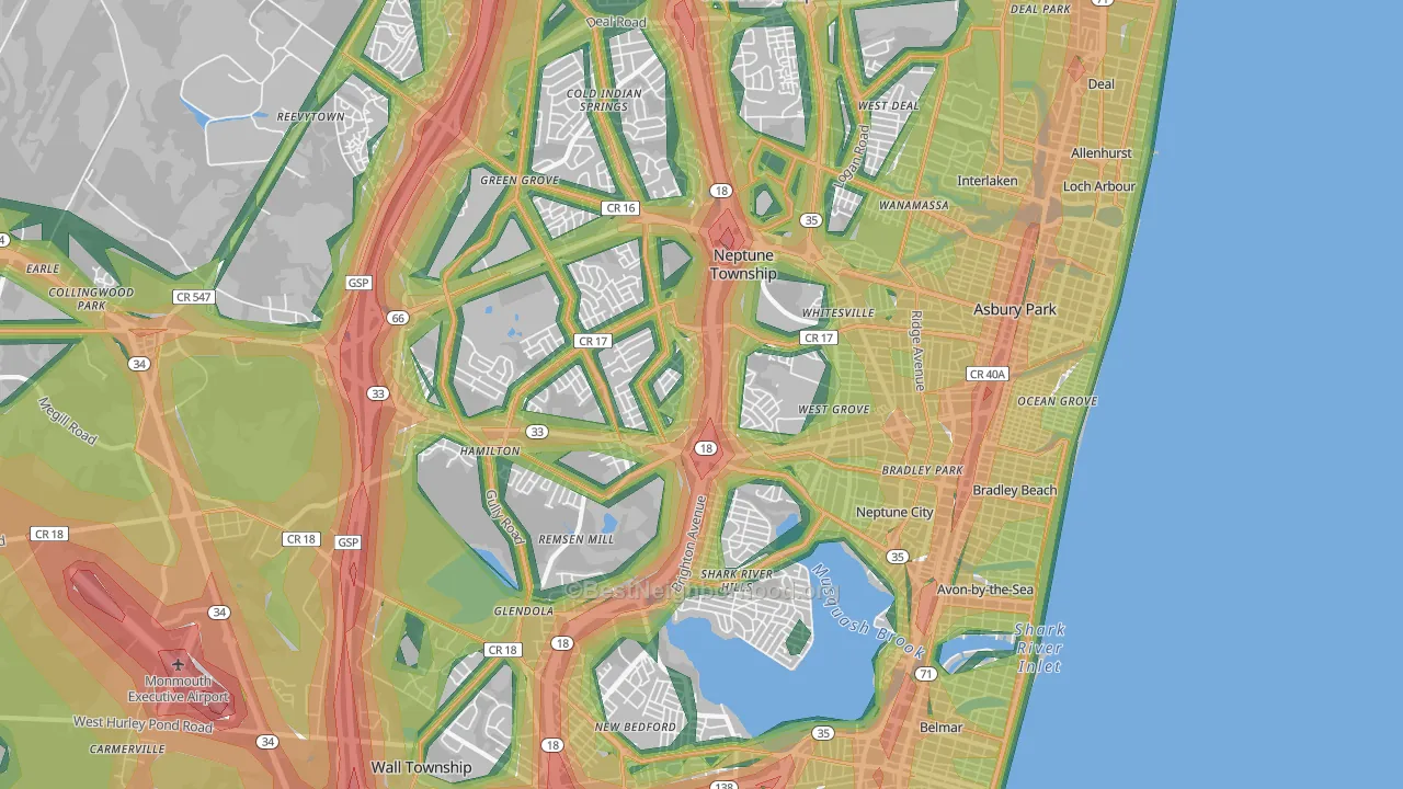 Neptune, NJ Map of Noise Levels in Neptune
