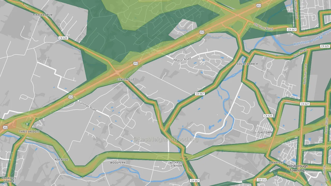 Neshanic Station, NJ Map of Noise Levels in Neshanic Station