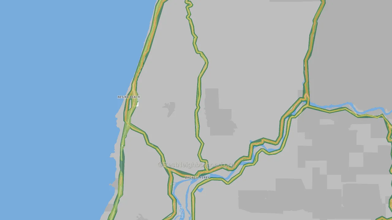 Nesika Beach, OR Map of Noise Levels in Nesika Beach