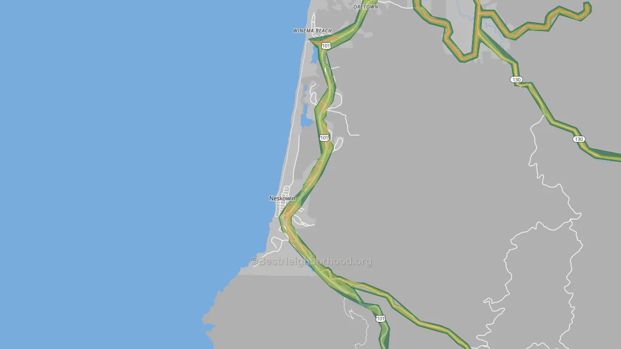 Neskowin, OR Map of Noise Levels in Neskowin