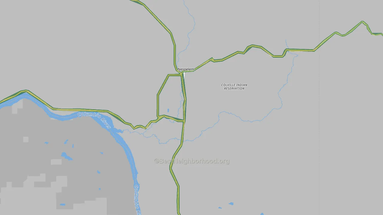 Nespelem, WA Map of Noise Levels in Nespelem