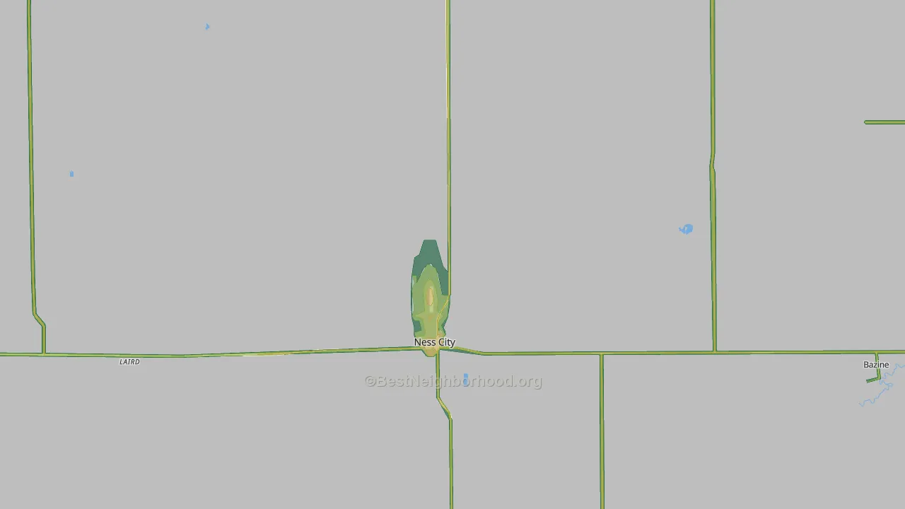 Ness County, KS Map of Noise Levels in Ness County
