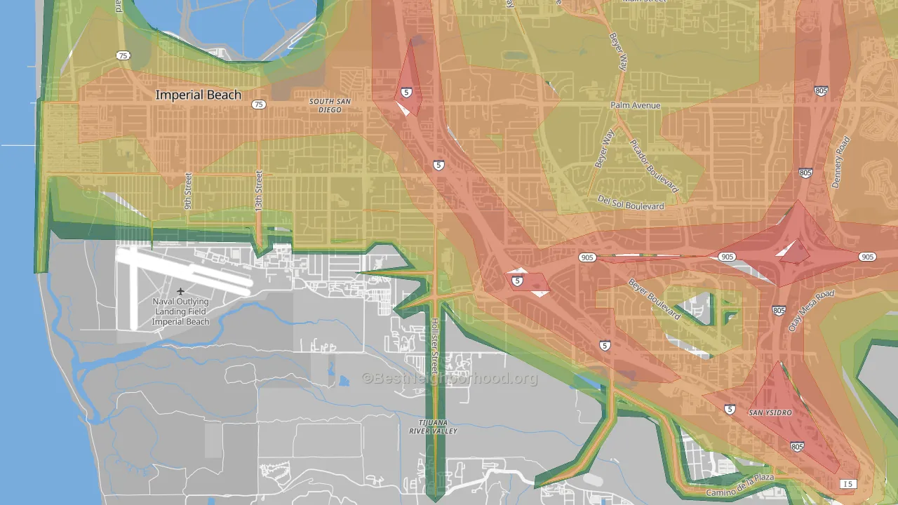 Nestor, San Diego, CA Map of Noise Levels in Nestor