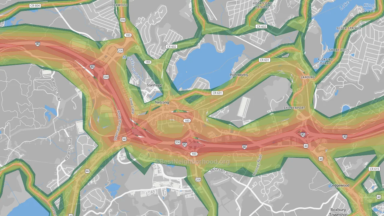 Netcong, NJ Map of Noise Levels in Netcong