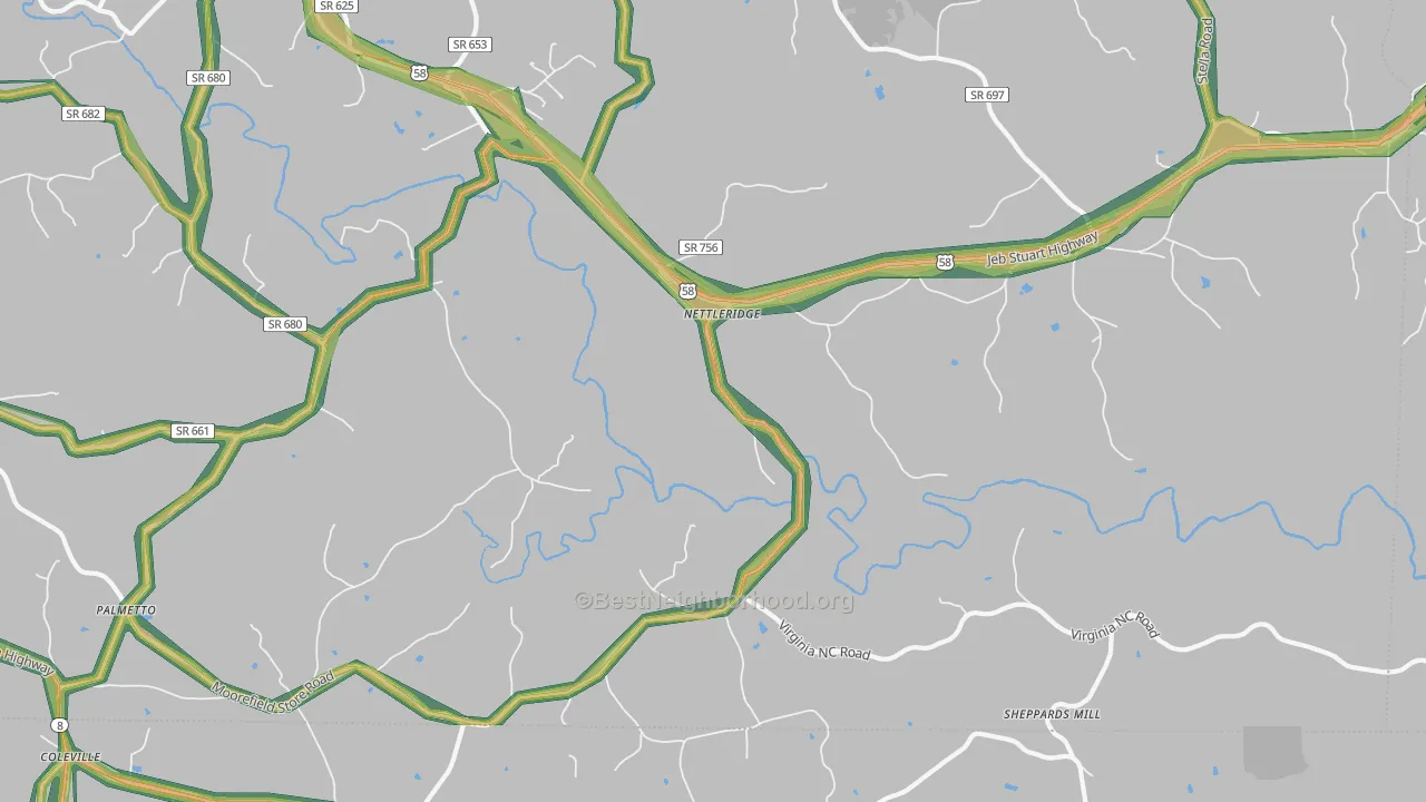 Nettleridge, VA Map of Noise Levels in Nettleridge
