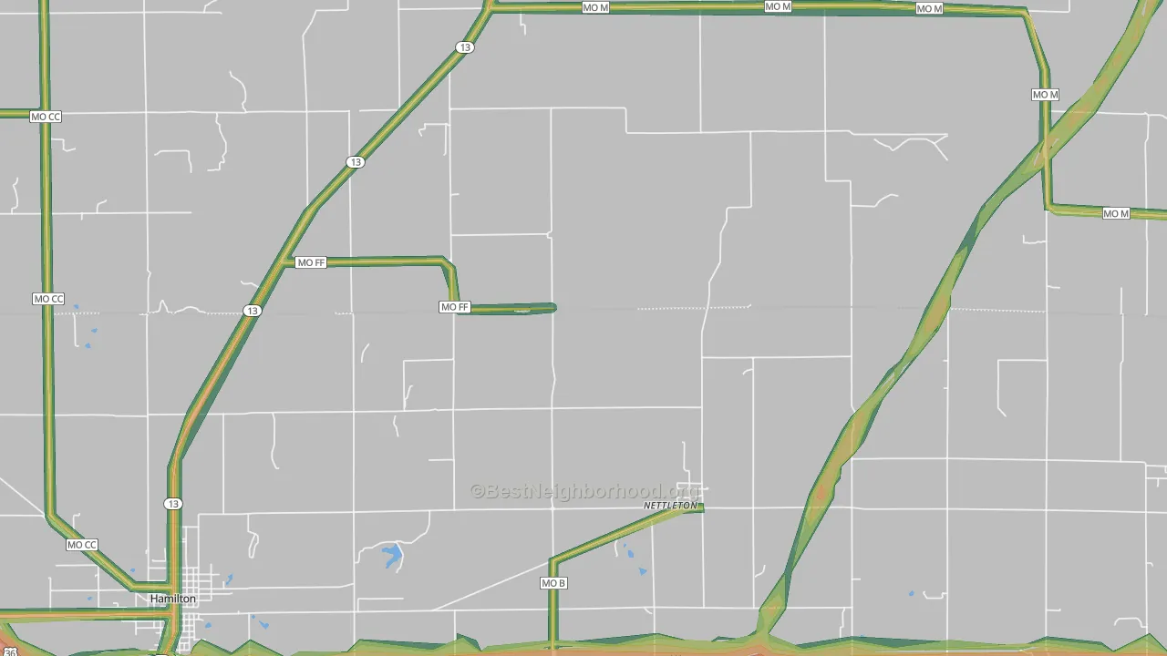 Nettleton, MO Map of Noise Levels in Nettleton