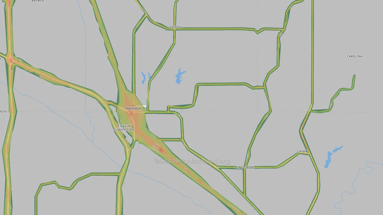 Nettleton, MS Map of Noise Levels in Nettleton