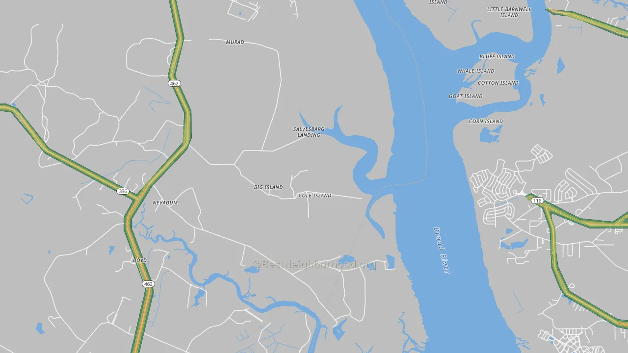 Nevadun, SC Map of Noise Levels in Nevadun